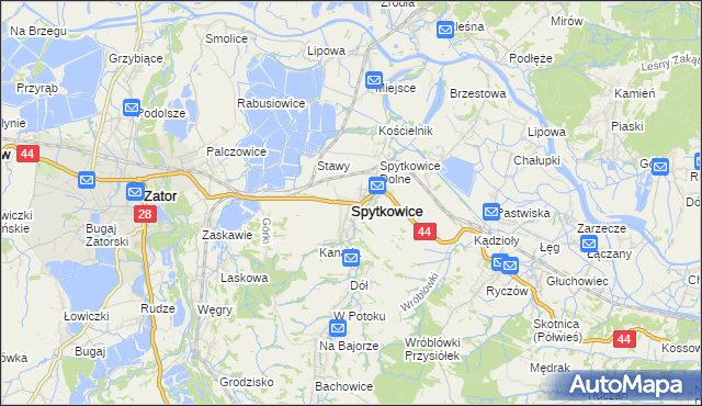mapa Spytkowice powiat wadowicki, Spytkowice powiat wadowicki na mapie Targeo