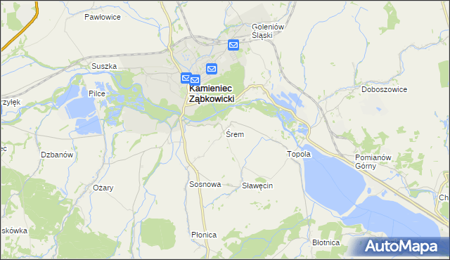 mapa Śrem gmina Kamieniec Ząbkowicki, Śrem gmina Kamieniec Ząbkowicki na mapie Targeo