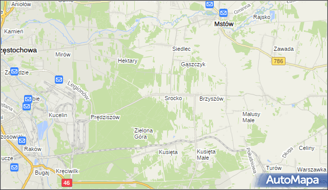 mapa Srocko gmina Mstów, Srocko gmina Mstów na mapie Targeo