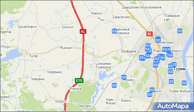 mapa Stanisławie gmina Tczew, Stanisławie gmina Tczew na mapie Targeo