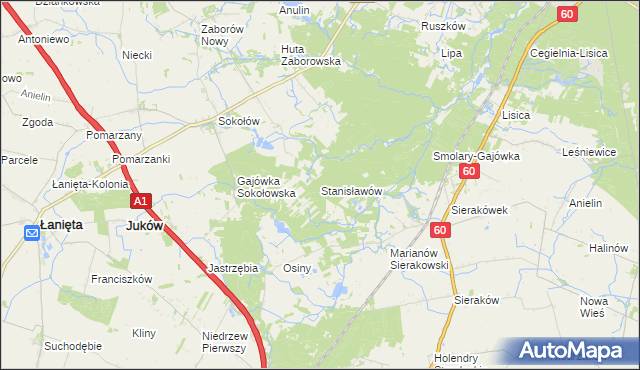 mapa Stanisławów gmina Gostynin, Stanisławów gmina Gostynin na mapie Targeo