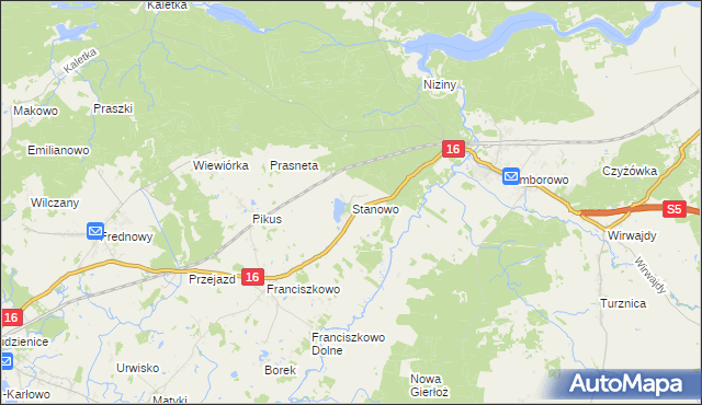 mapa Stanowo gmina Iława, Stanowo gmina Iława na mapie Targeo