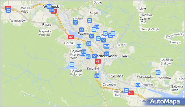 mapa Starachowic, Starachowice na mapie Targeo