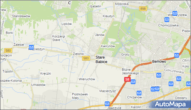 mapa Stare Babice, Stare Babice na mapie Targeo