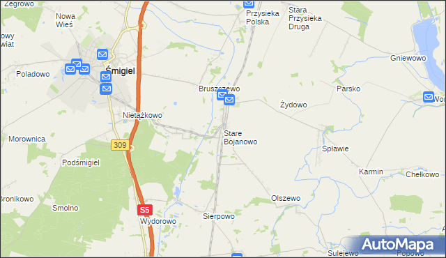 mapa Stare Bojanowo, Stare Bojanowo na mapie Targeo