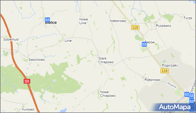 mapa Stare Chrapowo, Stare Chrapowo na mapie Targeo