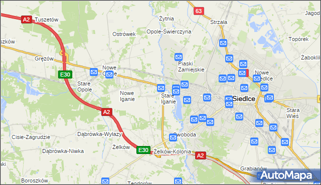mapa Stare Iganie, Stare Iganie na mapie Targeo
