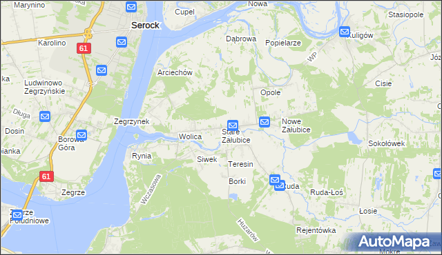 mapa Stare Załubice, Stare Załubice na mapie Targeo