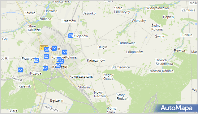mapa Stefanów gmina Koluszki, Stefanów gmina Koluszki na mapie Targeo