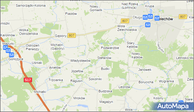 mapa Stefanów gmina Żelechów, Stefanów gmina Żelechów na mapie Targeo