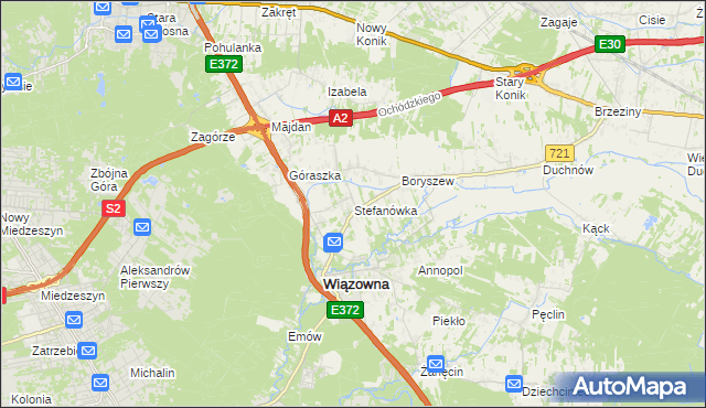 mapa Stefanówka gmina Wiązowna, Stefanówka gmina Wiązowna na mapie Targeo