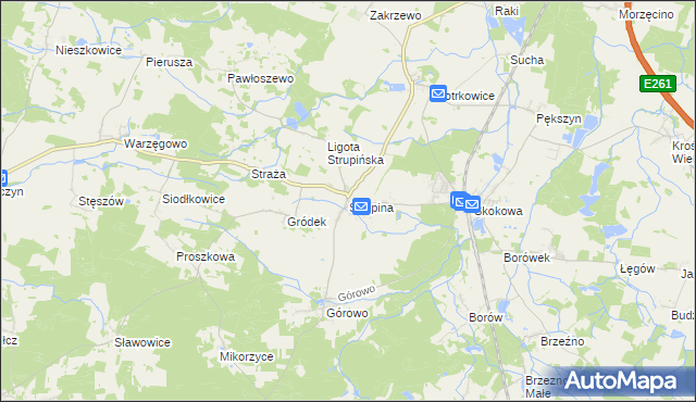 mapa Strupina, Strupina na mapie Targeo