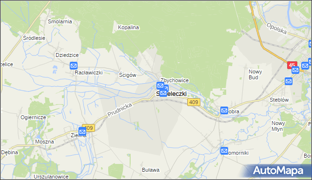 mapa Strzeleczki, Strzeleczki na mapie Targeo