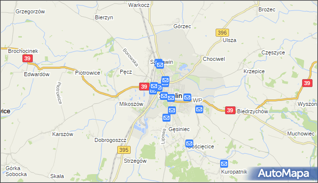 mapa Strzelin, Strzelin na mapie Targeo