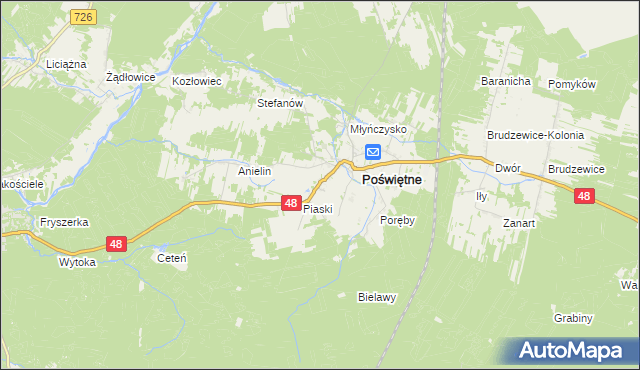 mapa Studzianna gmina Poświętne, Studzianna gmina Poświętne na mapie Targeo