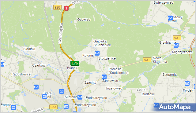 mapa Studzienice gmina Pszczyna, Studzienice gmina Pszczyna na mapie Targeo