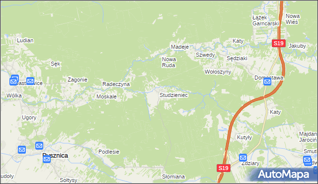 mapa Studzieniec gmina Pysznica, Studzieniec gmina Pysznica na mapie Targeo