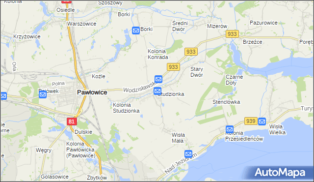 mapa Studzionka gmina Pszczyna, Studzionka gmina Pszczyna na mapie Targeo