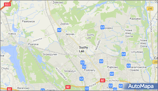 mapa Suchy Las powiat poznański, Suchy Las powiat poznański na mapie Targeo