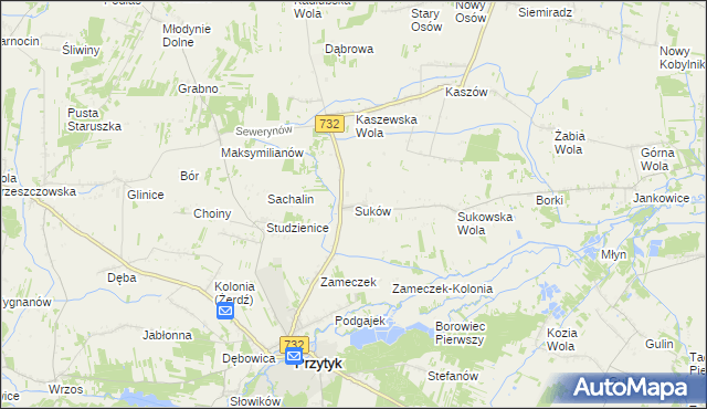 mapa Suków gmina Przytyk, Suków gmina Przytyk na mapie Targeo