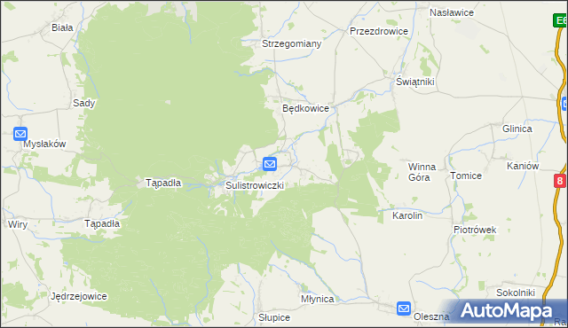 mapa Sulistrowice gmina Sobótka, Sulistrowice gmina Sobótka na mapie Targeo