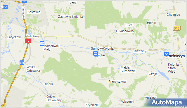 mapa Surhów, Surhów na mapie Targeo