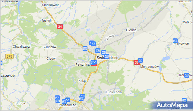 mapa Świebodzice, Świebodzice na mapie Targeo