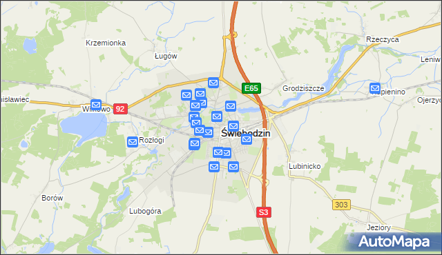 mapa Świebodzin, Świebodzin na mapie Targeo