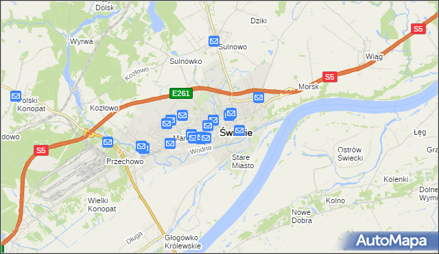 mapa Świecie, Świecie na mapie Targeo