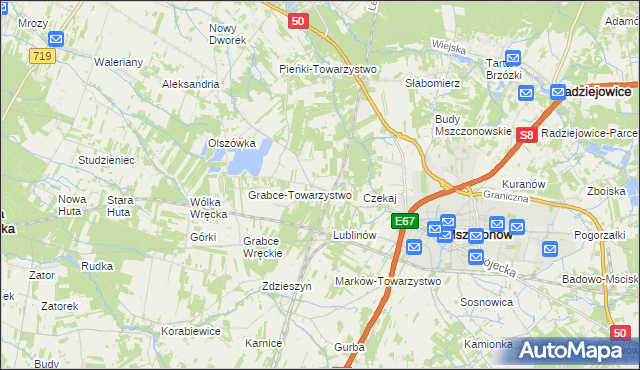 mapa Świnice gmina Mszczonów, Świnice gmina Mszczonów na mapie Targeo