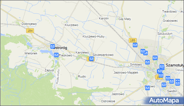 mapa Szczepankowo gmina Ostroróg, Szczepankowo gmina Ostroróg na mapie Targeo