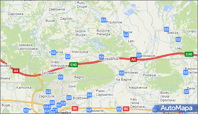 mapa Szczepanów gmina Brzesko, Szczepanów gmina Brzesko na mapie Targeo
