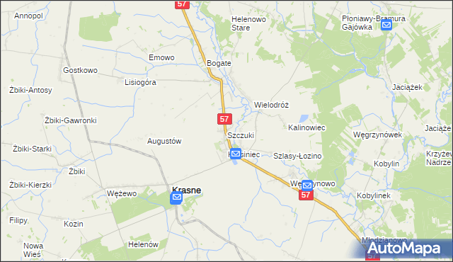 mapa Szczuki gmina Płoniawy-Bramura, Szczuki gmina Płoniawy-Bramura na mapie Targeo