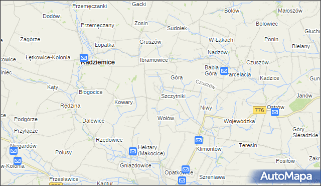 mapa Szczytniki gmina Proszowice, Szczytniki gmina Proszowice na mapie Targeo
