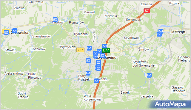 mapa Szydłowiec, Szydłowiec na mapie Targeo