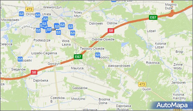 mapa Teodory, Teodory na mapie Targeo