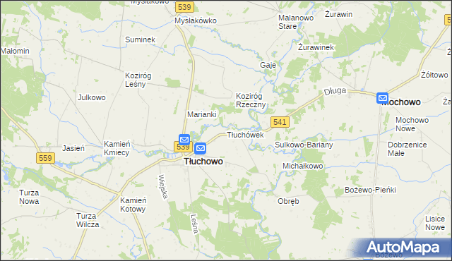 mapa Tłuchówek, Tłuchówek na mapie Targeo