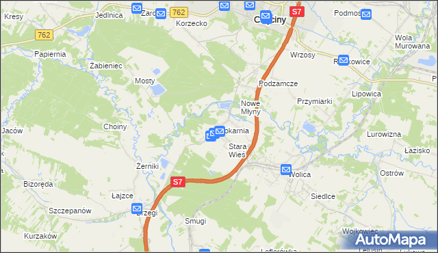 mapa Tokarnia gmina Chęciny, Tokarnia gmina Chęciny na mapie Targeo