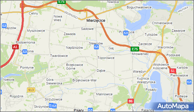 mapa Toporowice, Toporowice na mapie Targeo