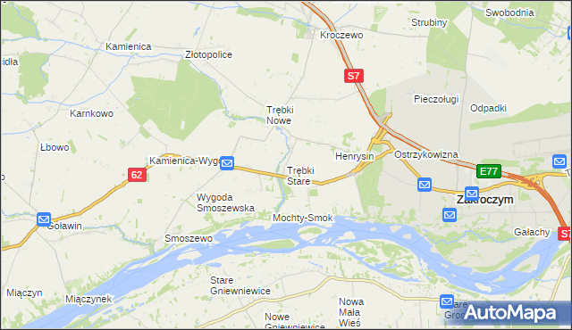 mapa Trębki Stare, Trębki Stare na mapie Targeo