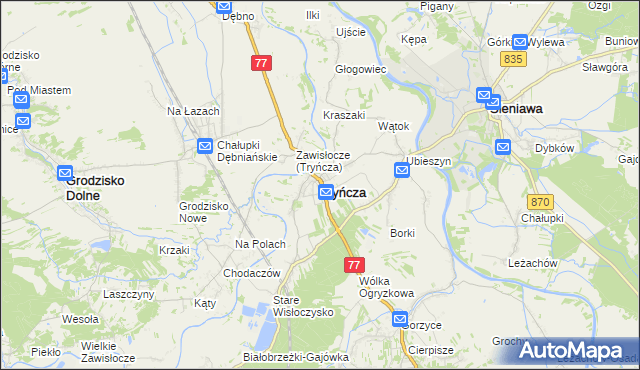 mapa Tryńcza, Tryńcza na mapie Targeo