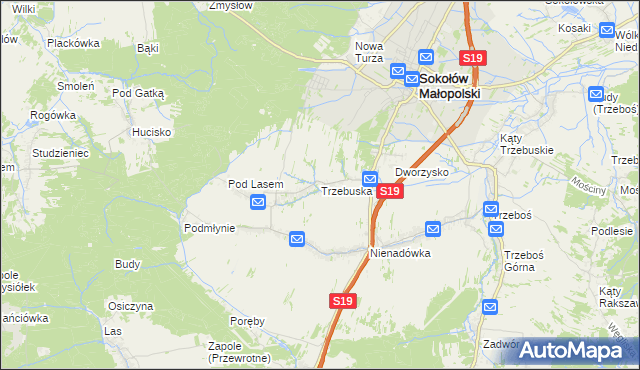 mapa Trzebuska, Trzebuska na mapie Targeo