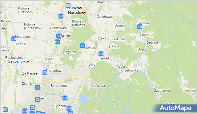 mapa Trześń gmina Mielec, Trześń gmina Mielec na mapie Targeo