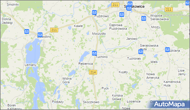 mapa Tuchlino, Tuchlino na mapie Targeo