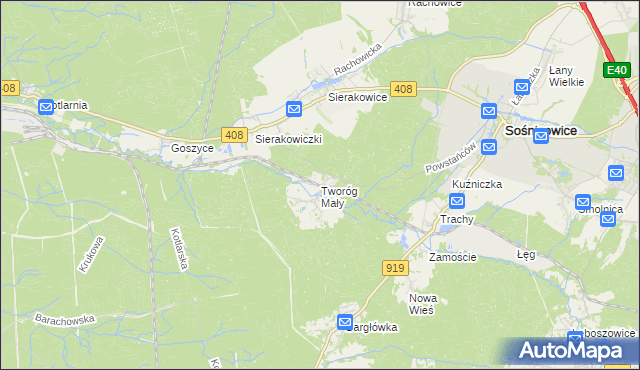 mapa Tworóg Mały, Tworóg Mały na mapie Targeo