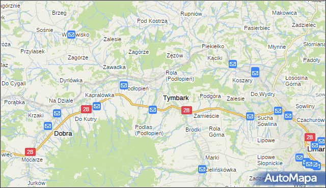 mapa Tymbark, Tymbark na mapie Targeo