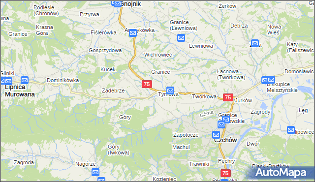 mapa Tymowa gmina Czchów, Tymowa gmina Czchów na mapie Targeo