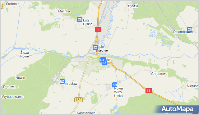 mapa Ujście powiat pilski, Ujście powiat pilski na mapie Targeo