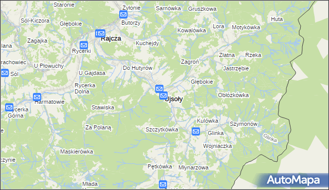 mapa Ujsoły, Ujsoły na mapie Targeo