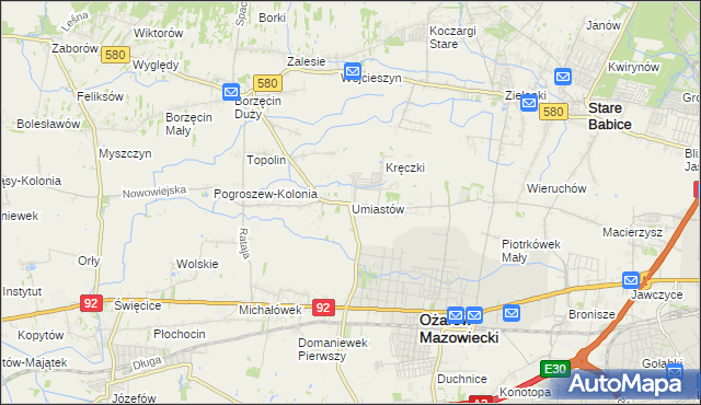 mapa Umiastów, Umiastów na mapie Targeo